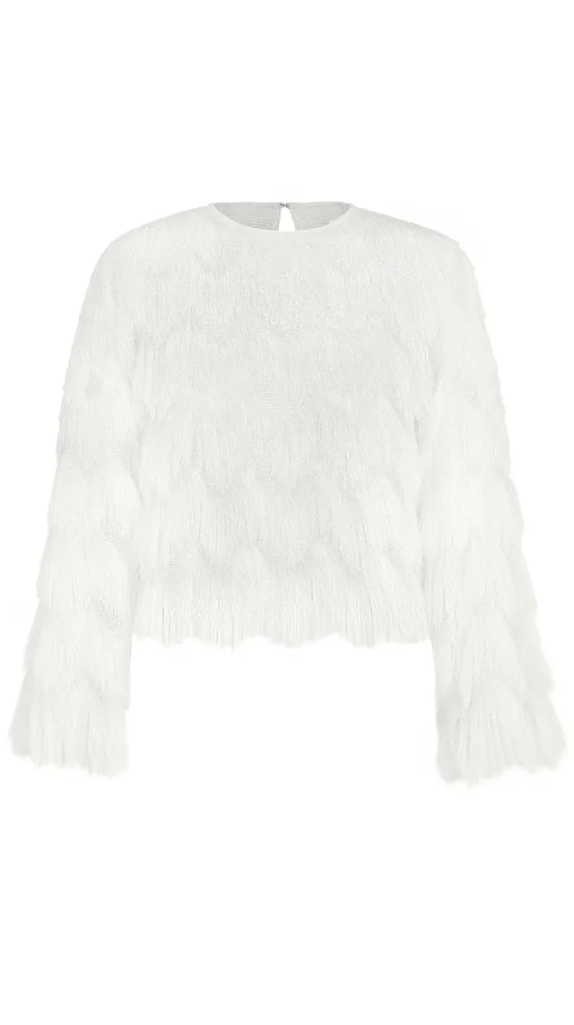 kaviar-gauche-twist-pulli-standesamt-pulli-ivory-mit-fransen image 1