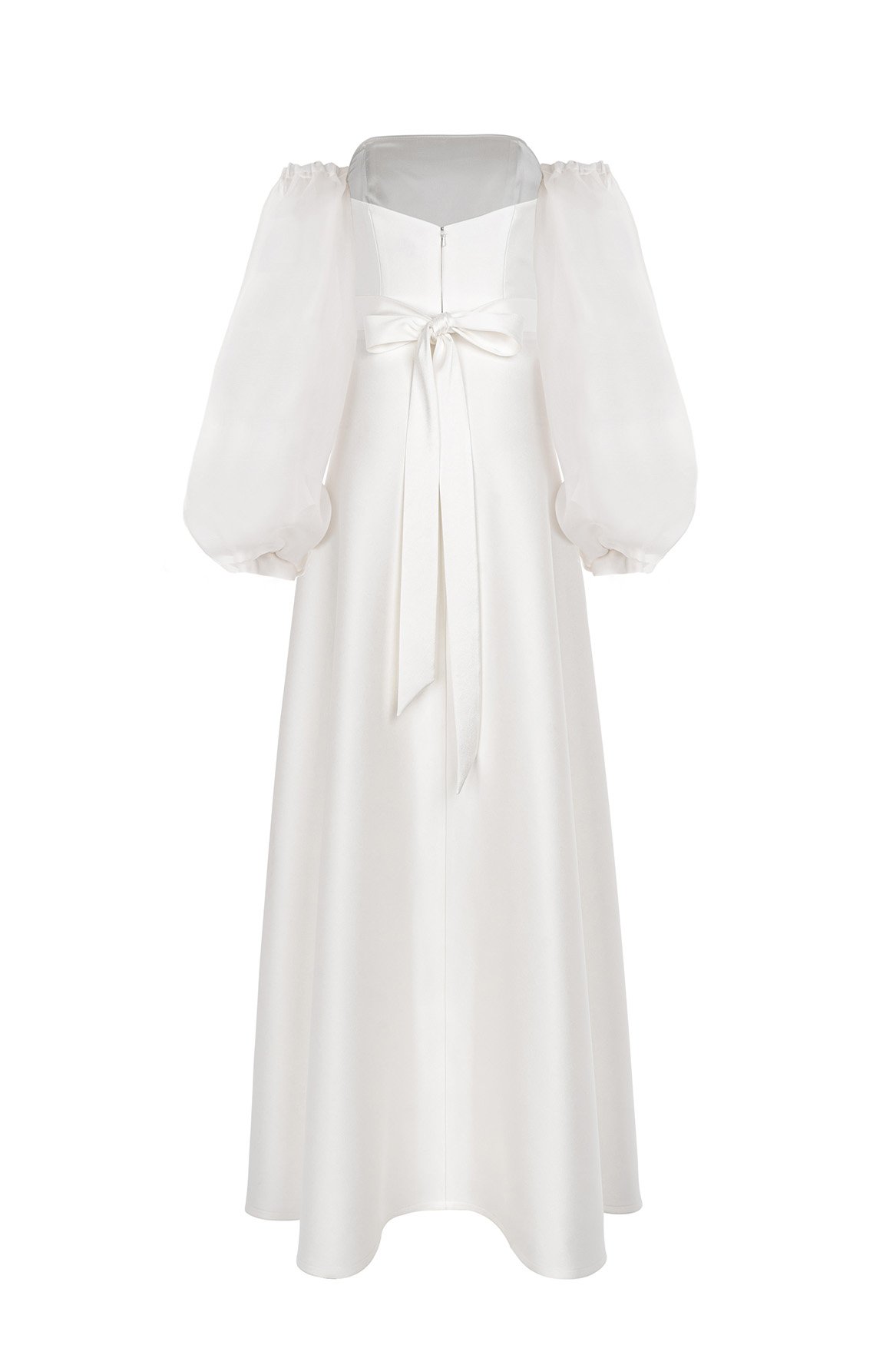 kaviar-gauche-rosebud-sleeves-bustier-dress-a-linie-ivory image 3