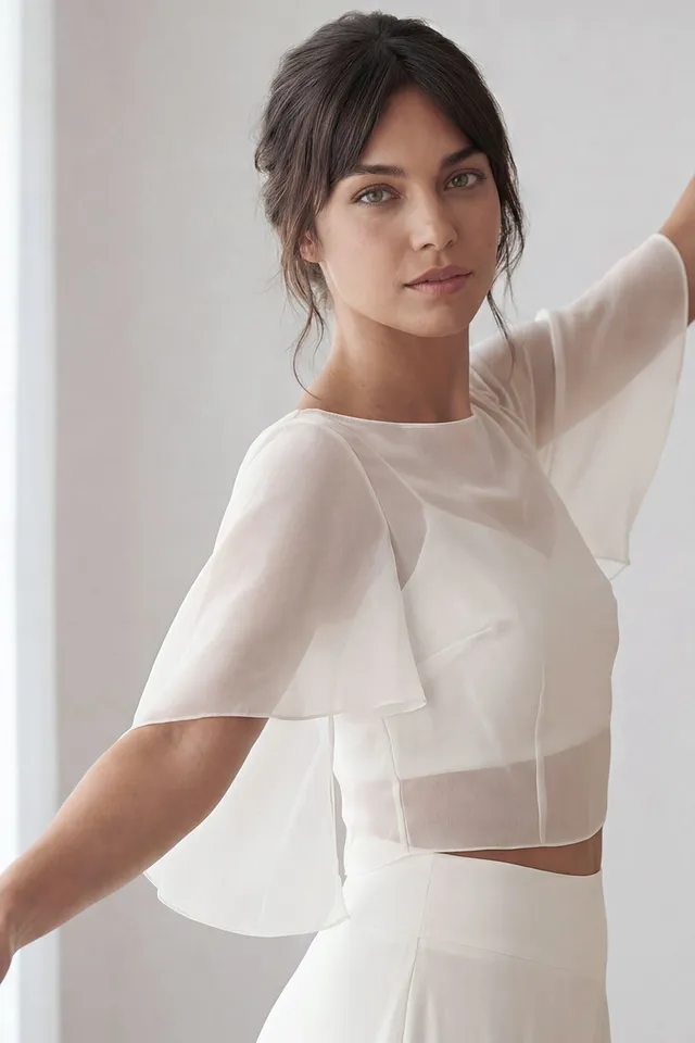 noni-effie-chiffon-braut-top-ivory-volants-rmel-v-ausschnitt image 1