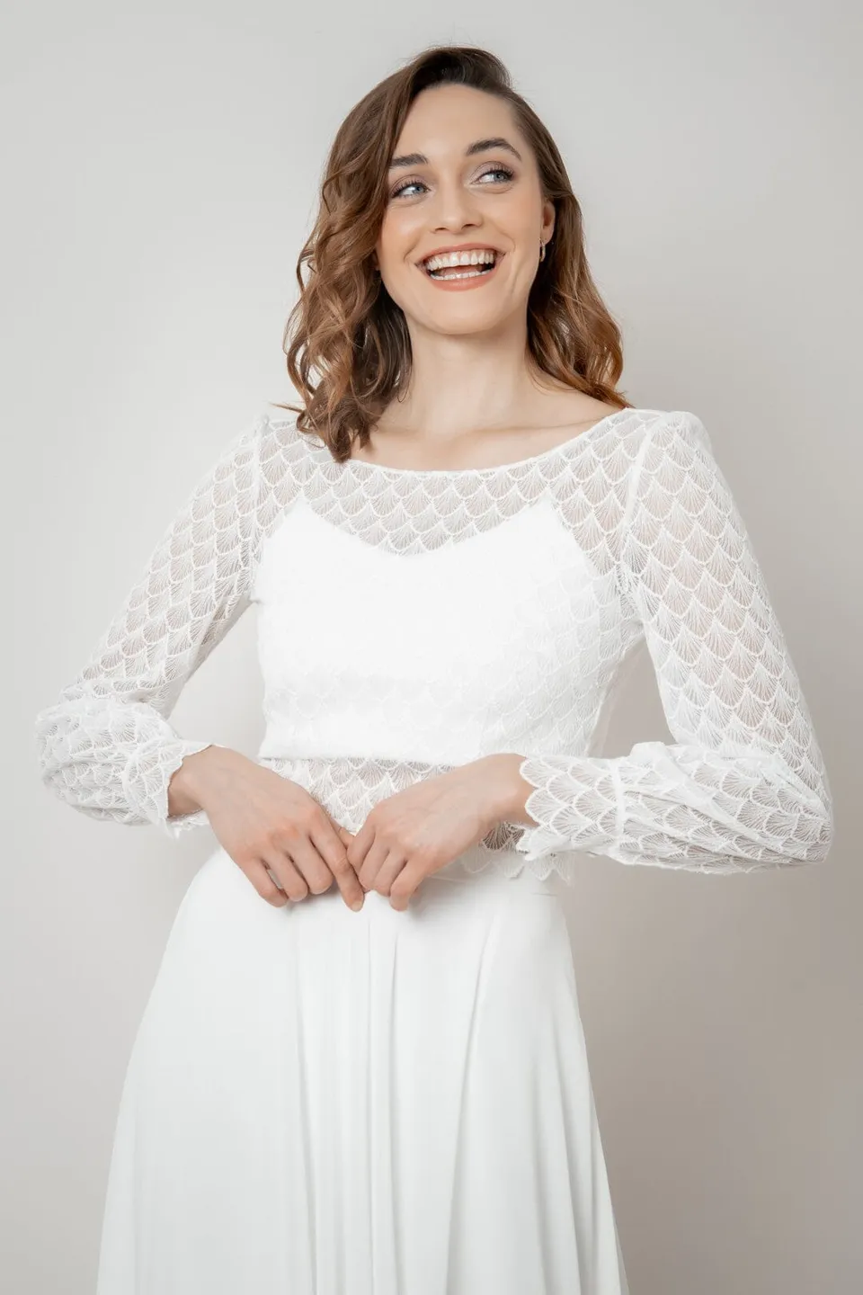 noni-selected-esthi-langarm-top-art-d-co-spitze-ivory image 1