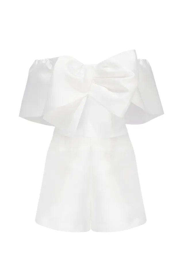 kaviar-gauche-bowerall-short-braut-jumpsuit-kurz-mit-schleife-ivory image 1