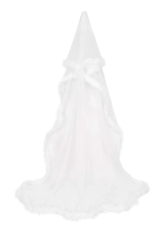 kaviar-gauche-edgy-veil-brautschleier-bodenlang-off-white-mit-lurexsaum image 1