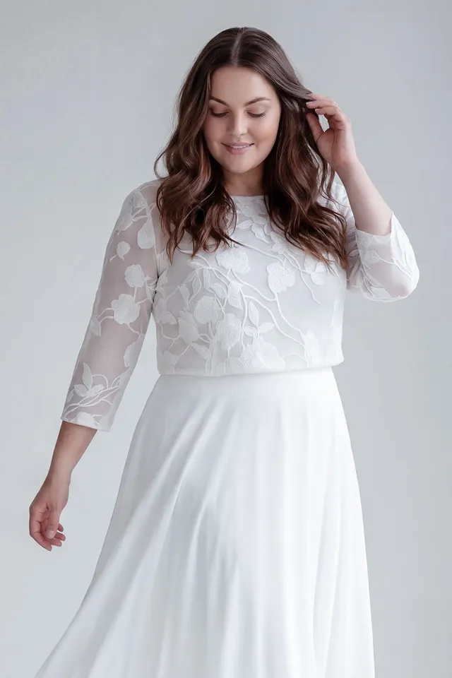 noni-selva-chiffon-braut-top-curvy-bl-ten-dreiviertel-arm image 1