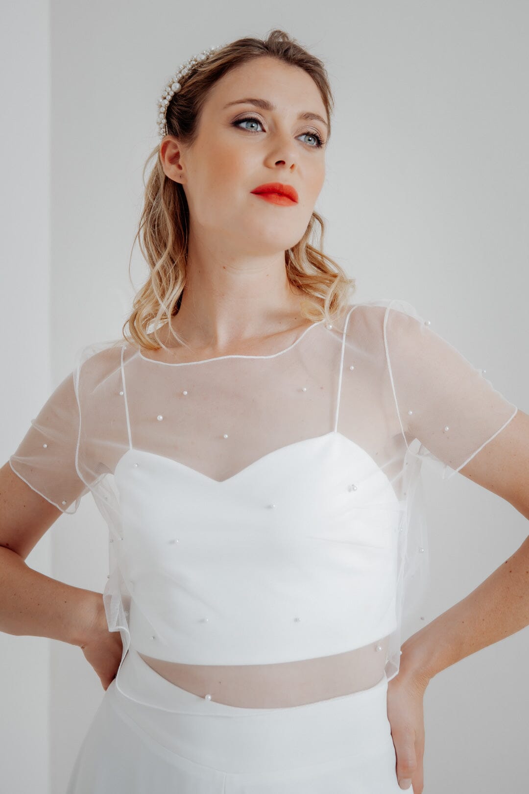 noni-rubia-selected-perlen-braut-top-kurzarm-ivory image 7