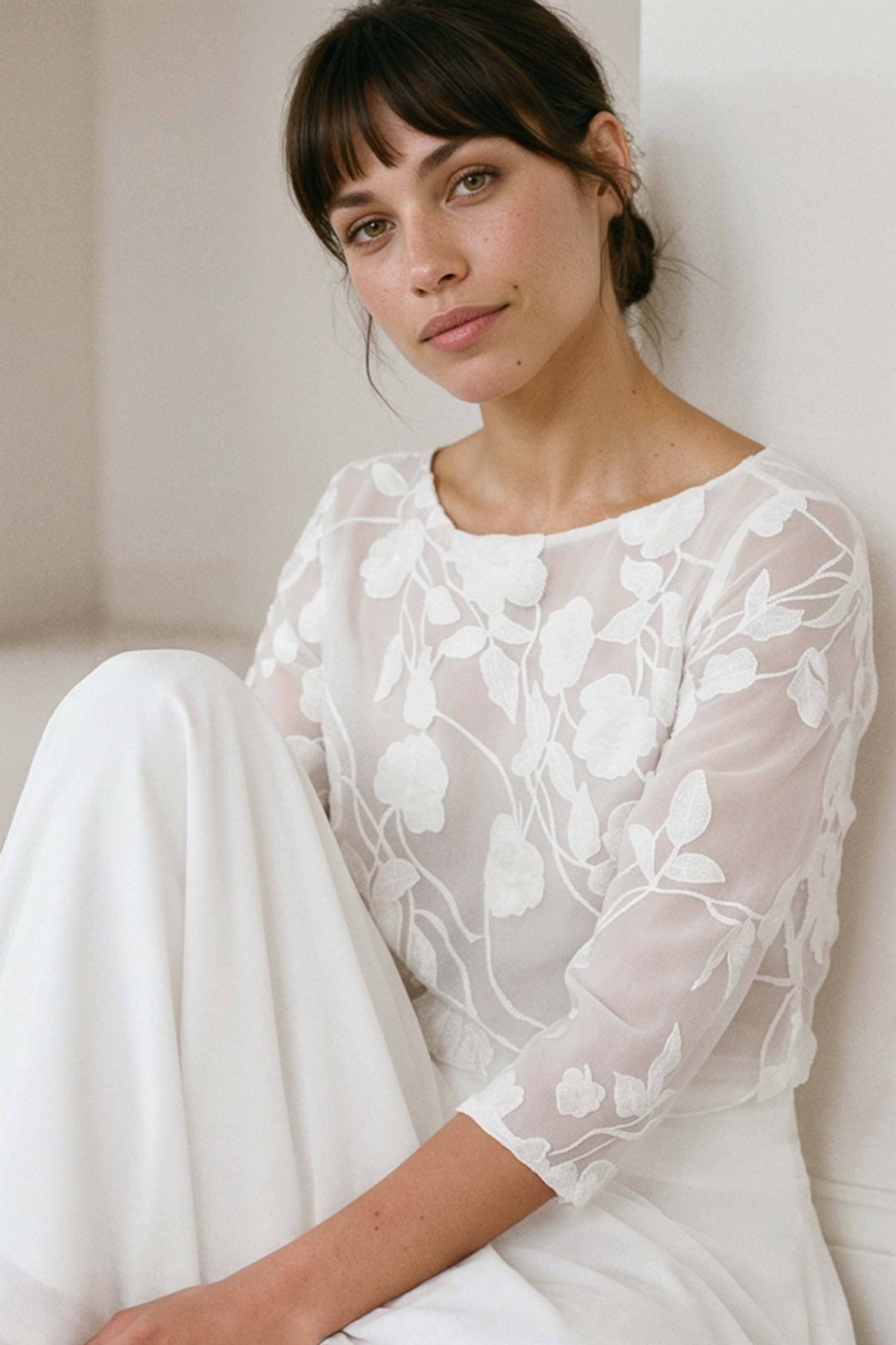 noni-selva-gemustertes-braut-top-mit-chiffon-und-dreiviertel-rmeln image 5