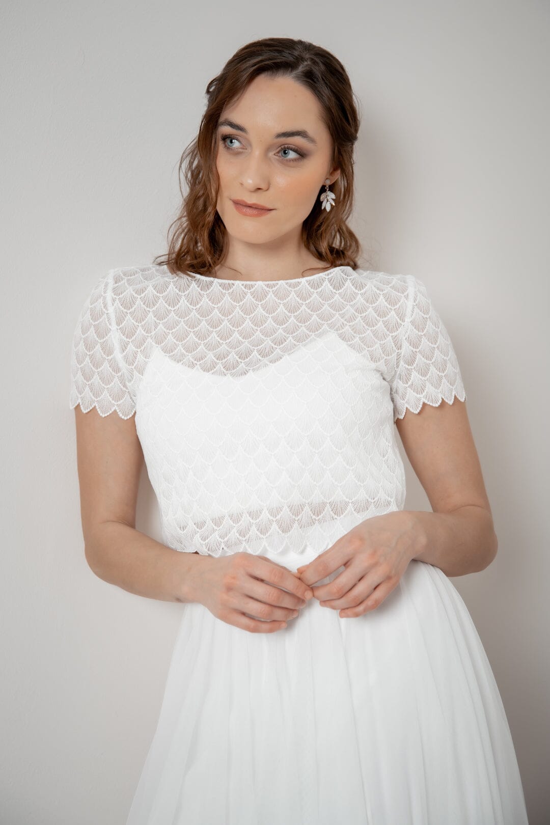 noni-selected-doli-top-aus-vintage-spitze-kurzarm-ivory image 1