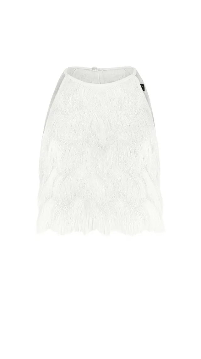 kaviar-gauche-twist-top-high-neck-top-ivory-mit-fransen image 1