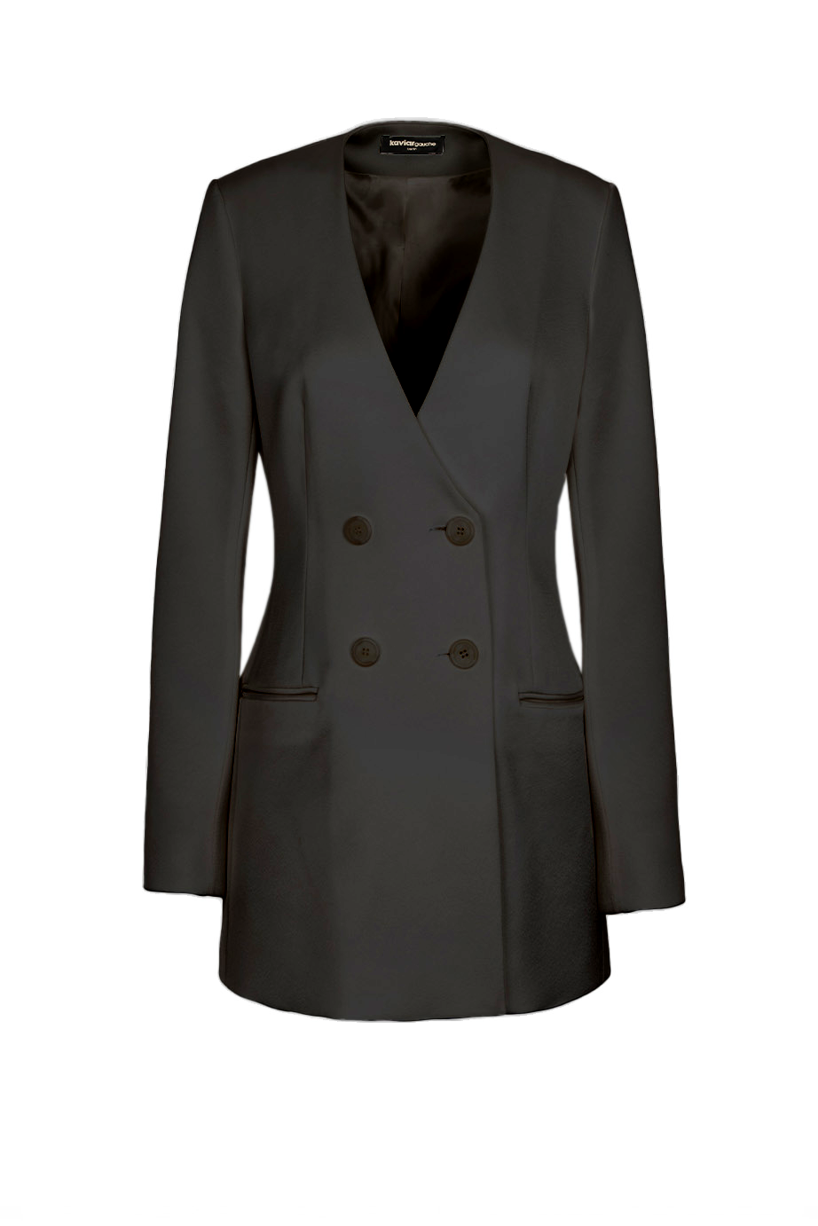kaviar-gauche-bouton-blazerkleid-schwarz-kurz-tailliert image 1