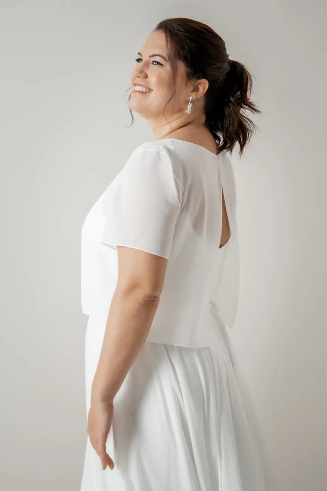 noni Lani Curvy Selected Plus Size Braut Top Chiffon Ivory