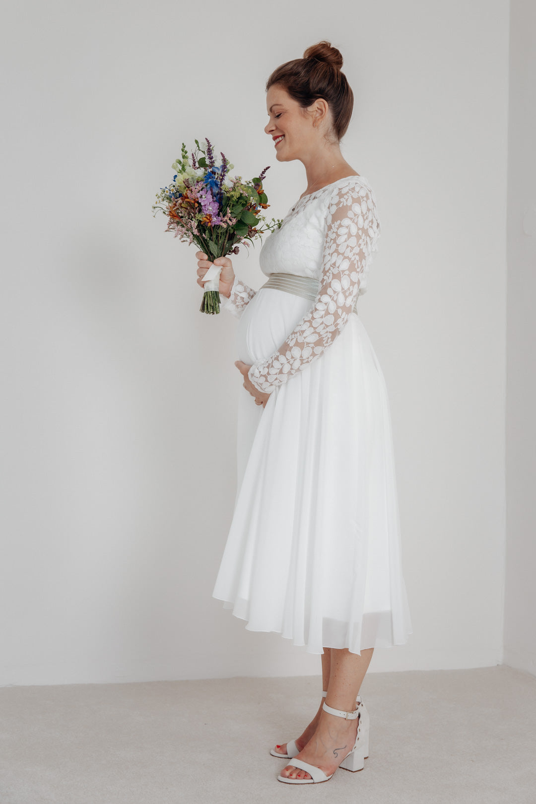 noni-mireya-braut-rock-aus-chiffon-in-midi-l-nge-ivory image 2