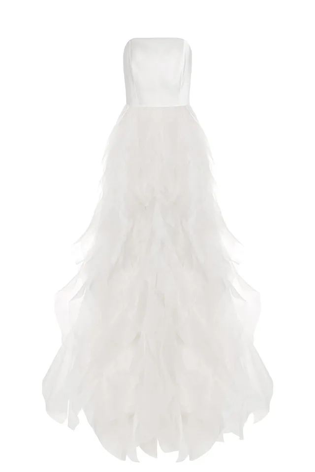 kaviar-gauche-bustier-volant-brautkleid-a-linie image 1
