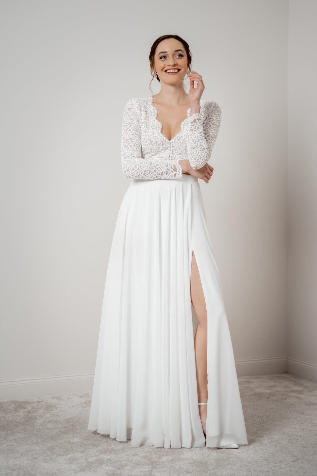 noni-jona-maxi-braut-rock-in-ivory-mit-beinschlitz-aus-chiffon image 8