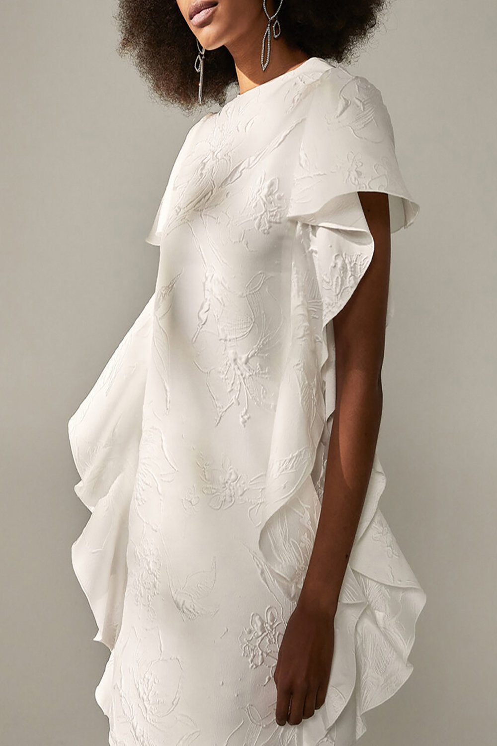 kaviar-gauche-vera-volant-minikleid-floraler-jacquard image 2