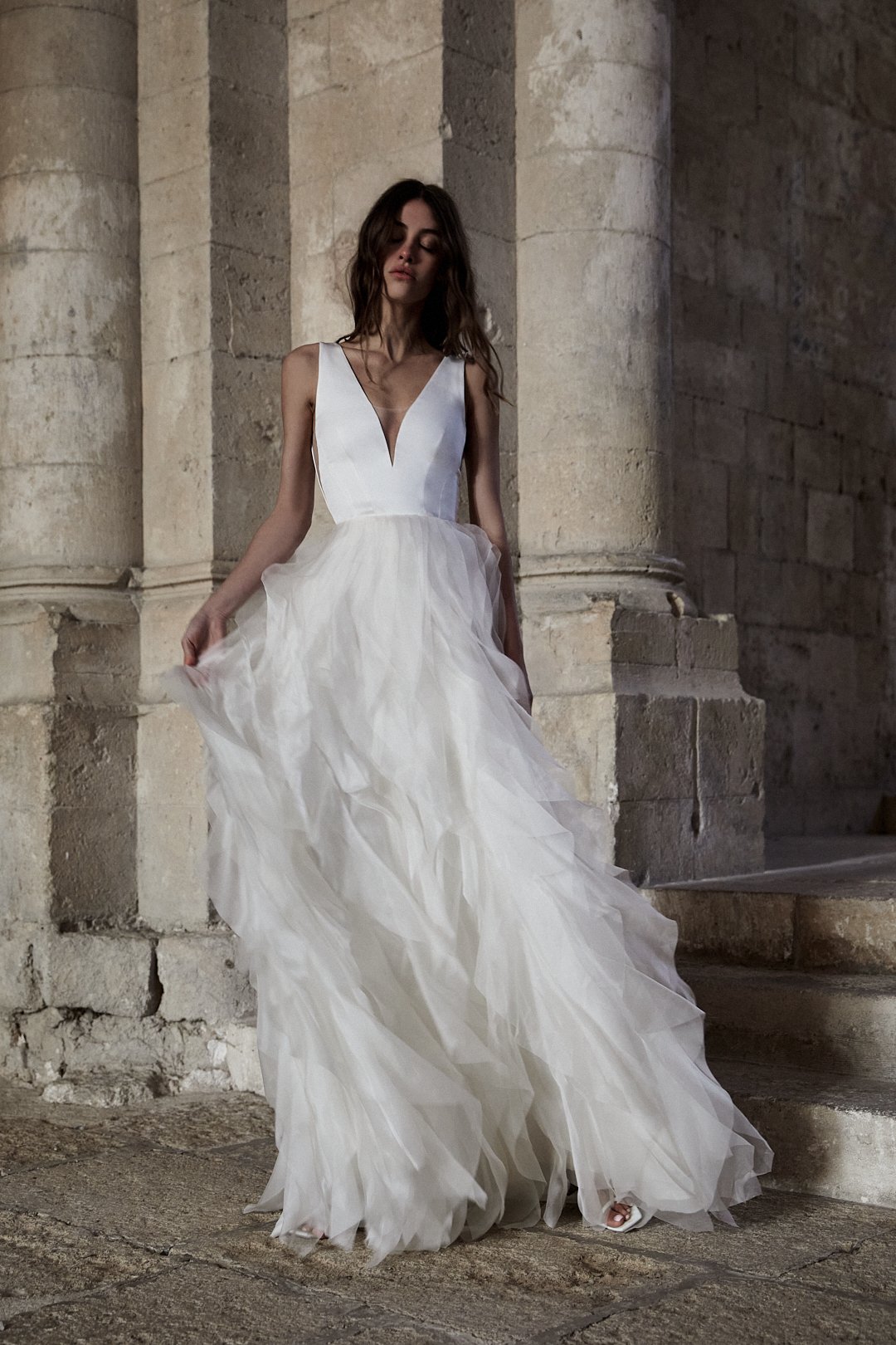 kaviar-gauche-arielle-volant-brautkleid-a-linie image 2