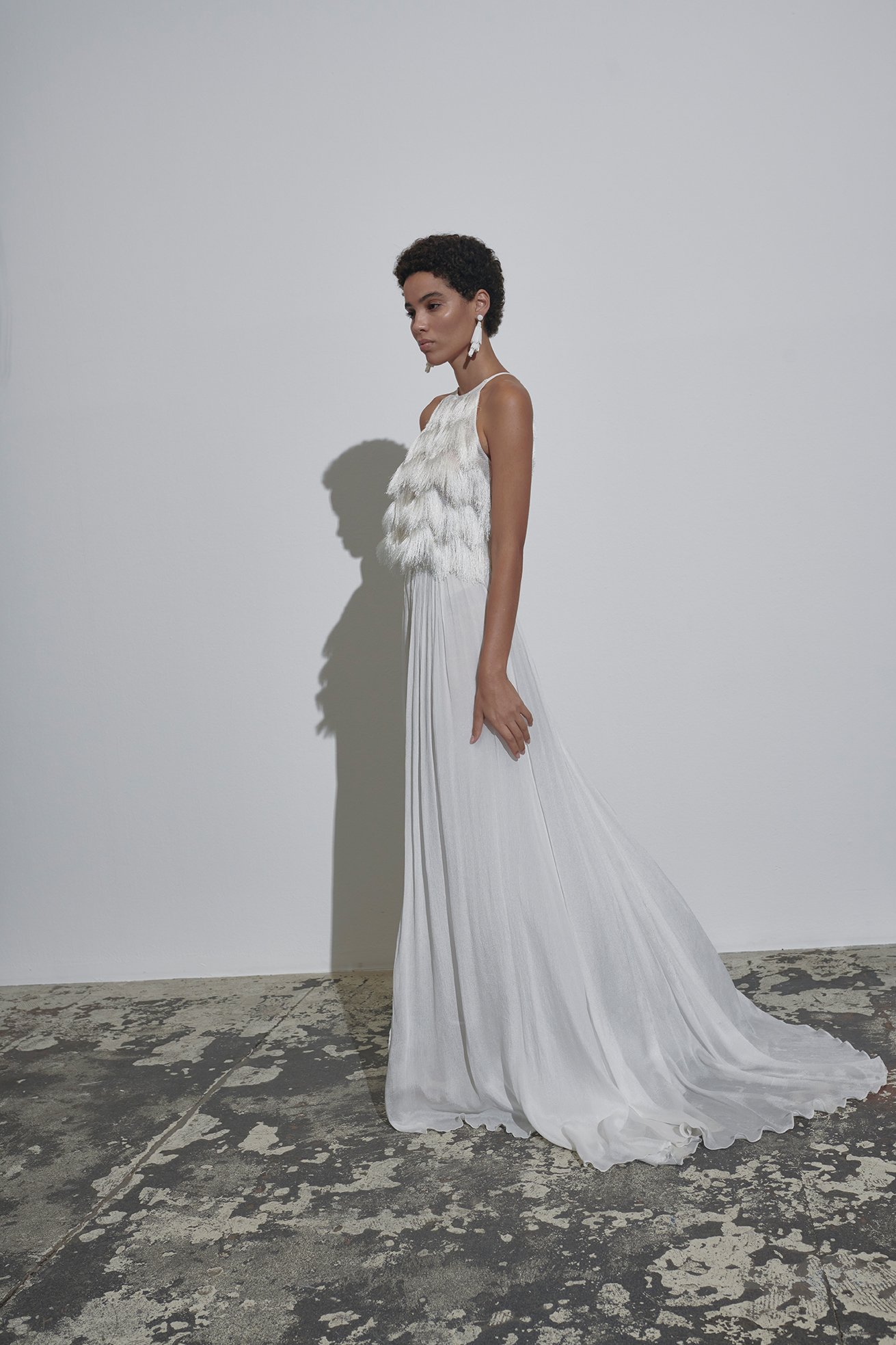 kaviar-gauche-twist-top-high-neck-top-ivory-mit-fransen image 4