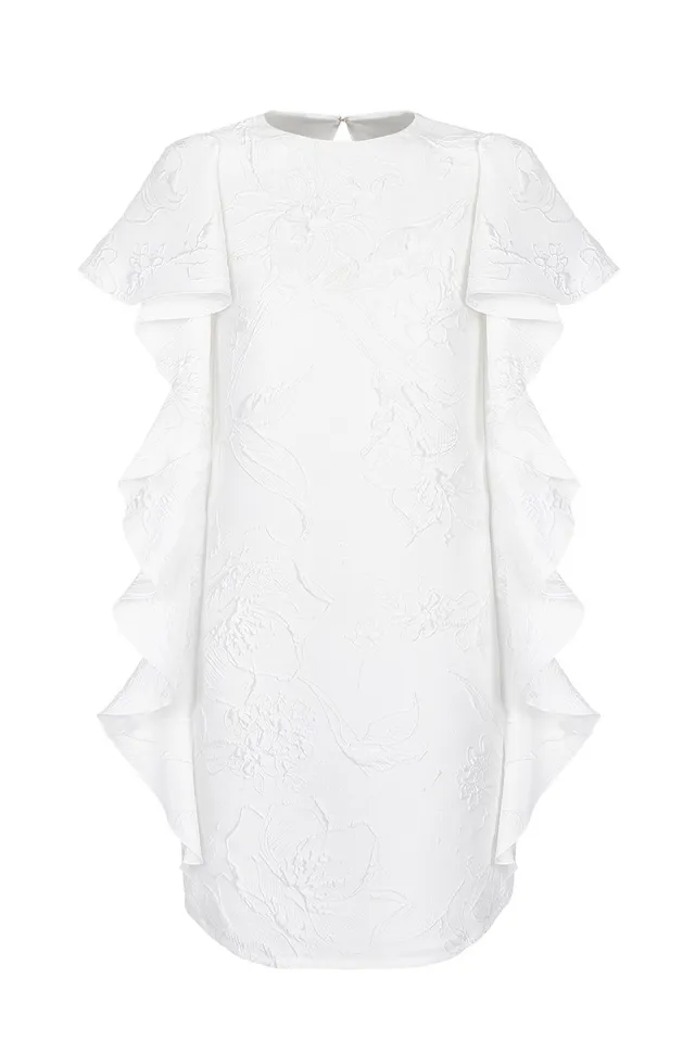 kaviar-gauche-vera-volant-minikleid-floraler-jacquard image 1
