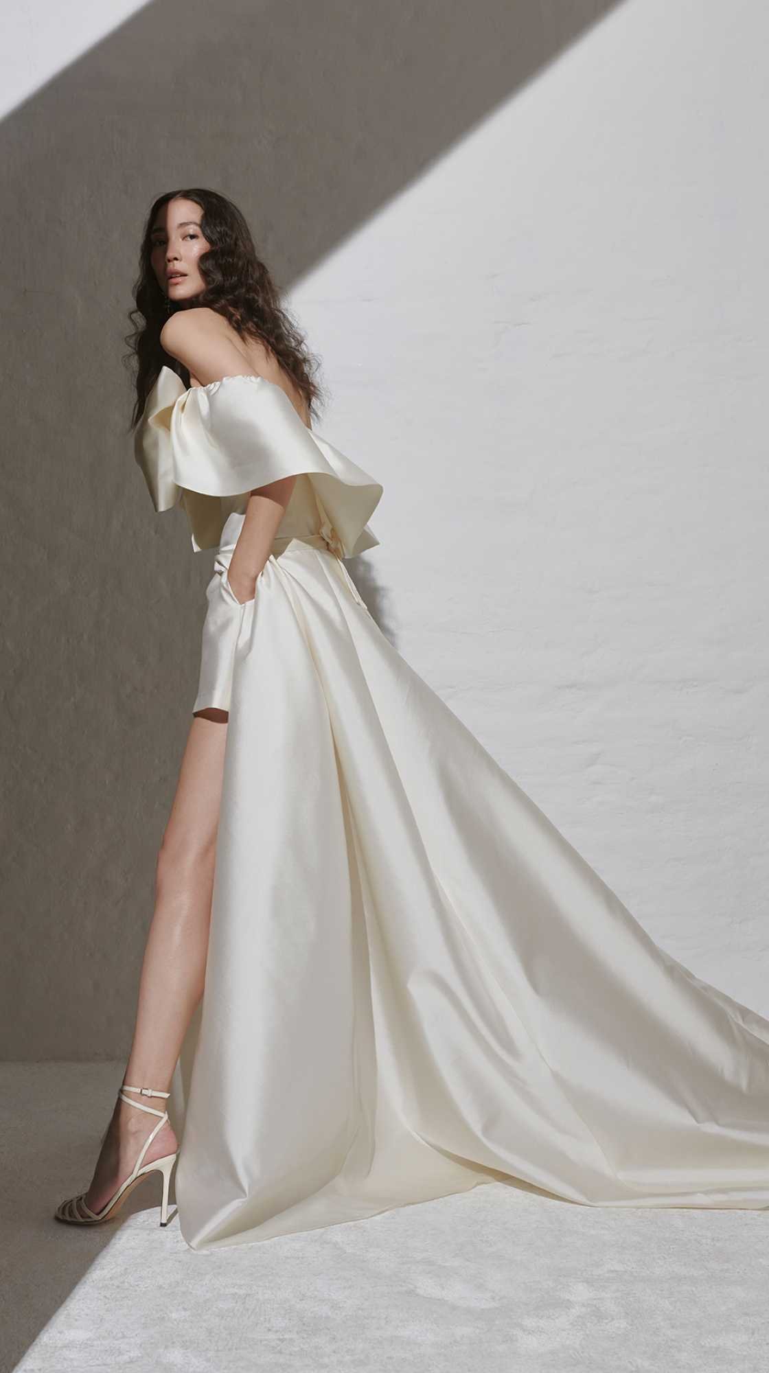 kaviar-gauche-bowerall-short-braut-jumpsuit-kurz-mit-schleife-ivory image 3