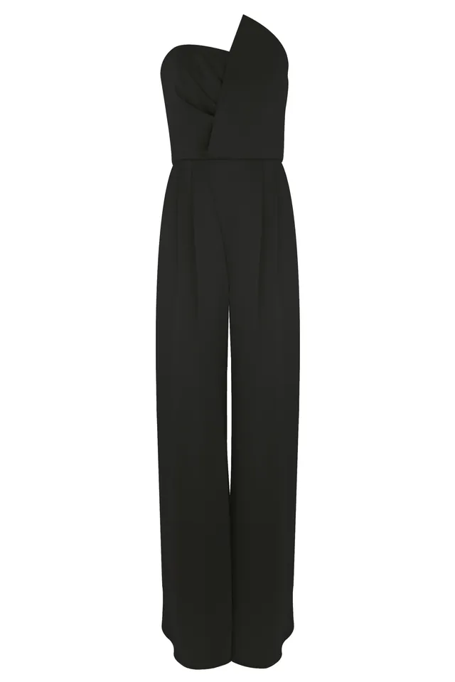 kaviar-gauche-asymmetric-bustier-overall-black-jumpsuit image 1