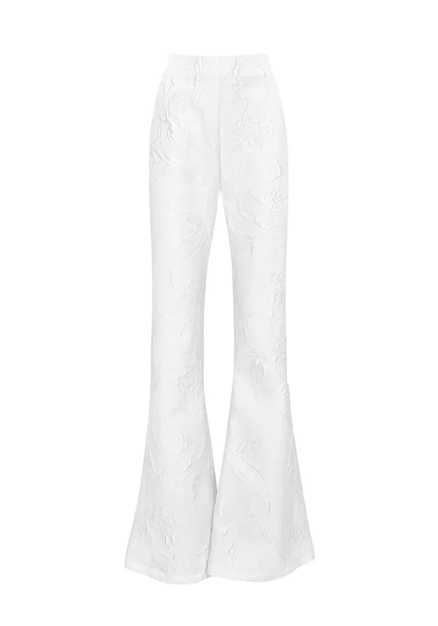 kaviar-gauche-jagger-flare-pants-brauthose-ivory-floral-jacquard image 1