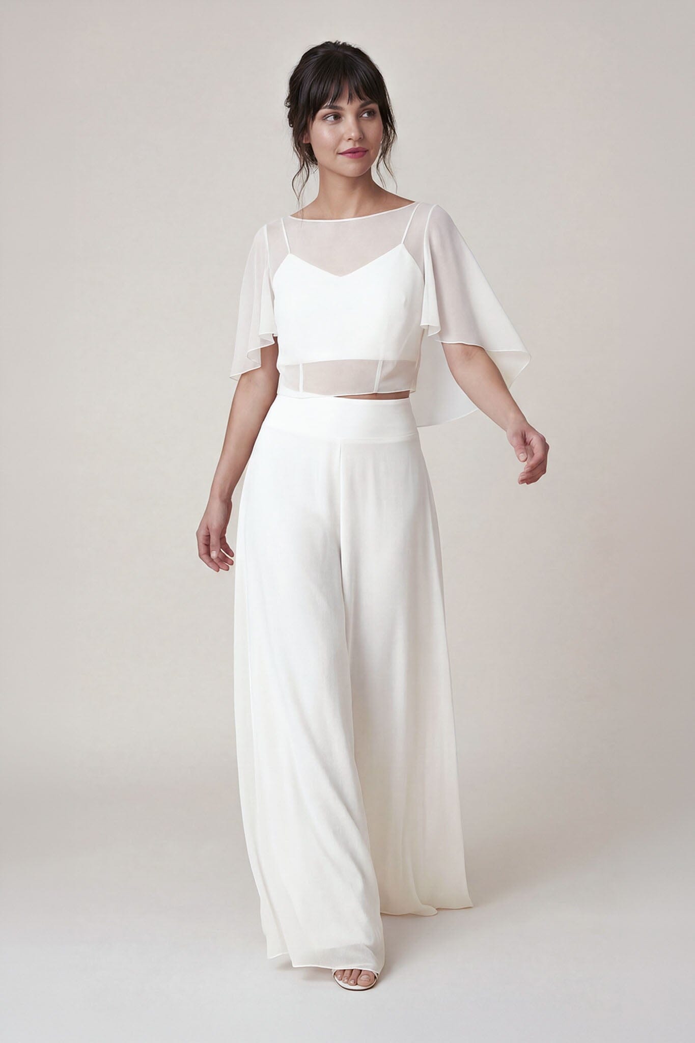 noni-effie-chiffon-braut-top-ivory-volants-rmel-v-ausschnitt image 5