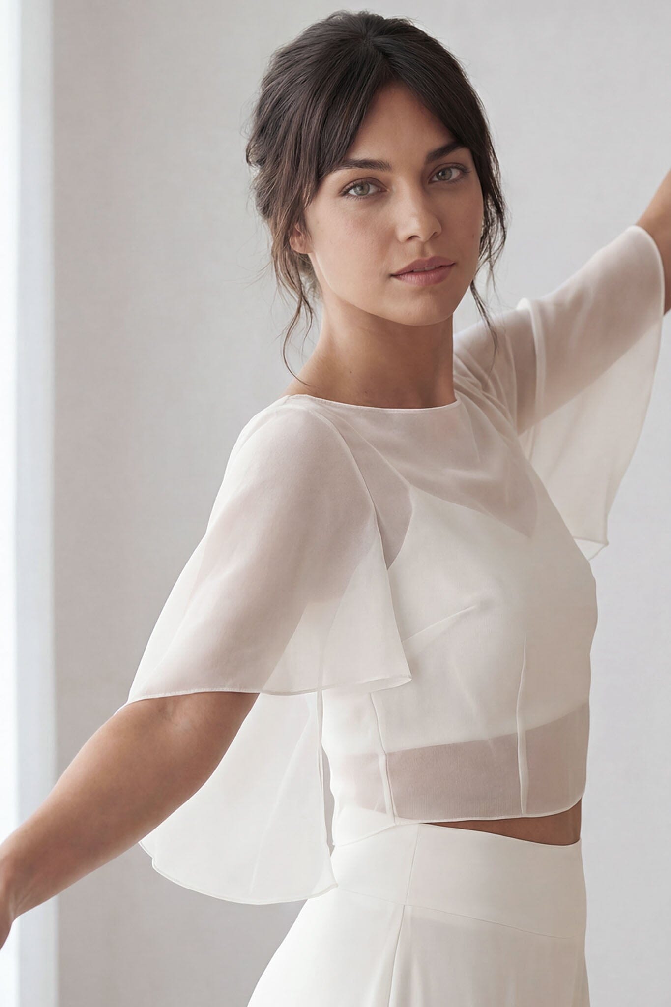 noni-effie-chiffon-braut-top-ivory-volants-rmel-v-ausschnitt image 1