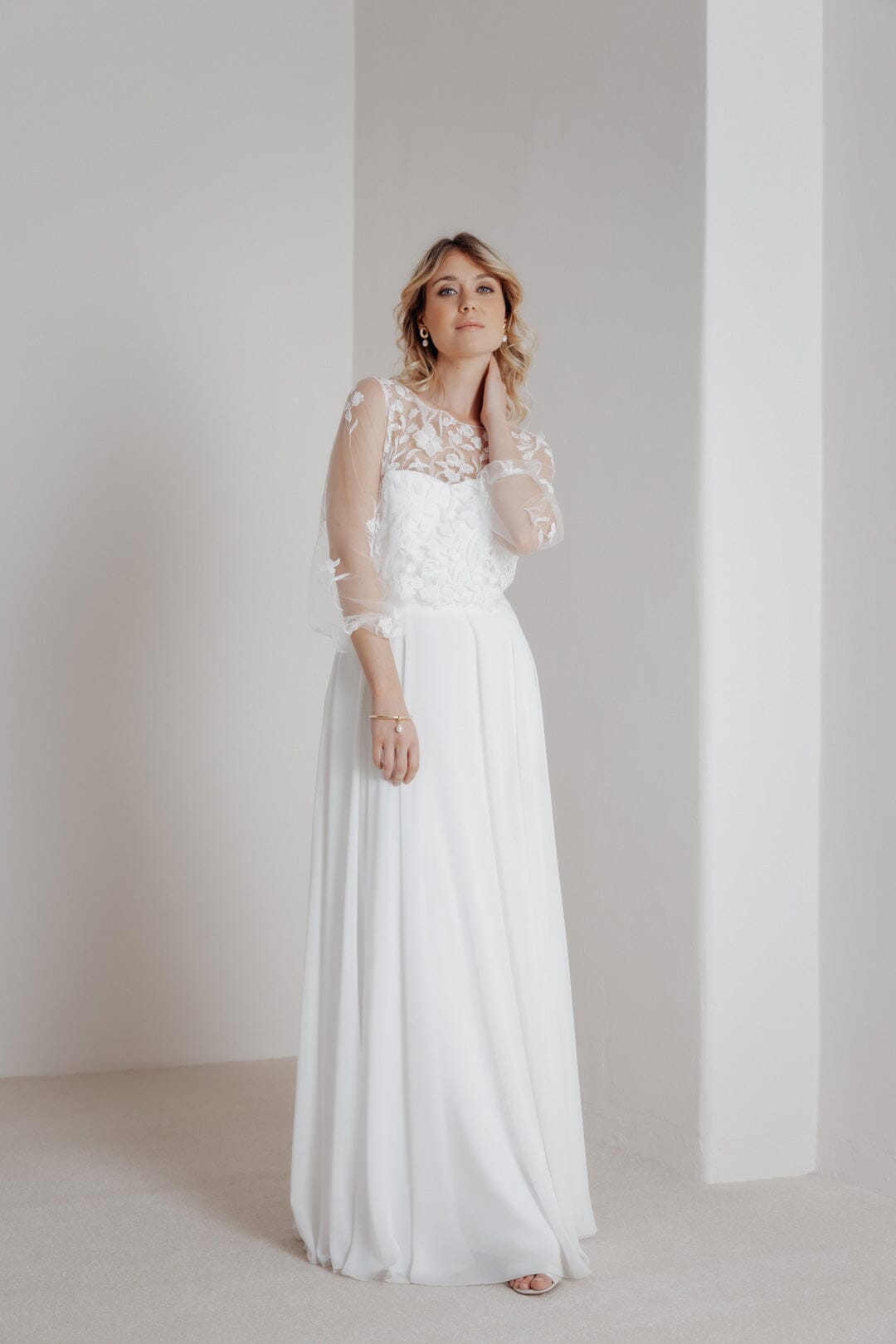 noni-isla-outlet-bodenlanger-brautrock-aus-chiffon-in-ivory image 5